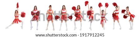 Set of beautiful cheerleader on white background Zdjęcia stock © 