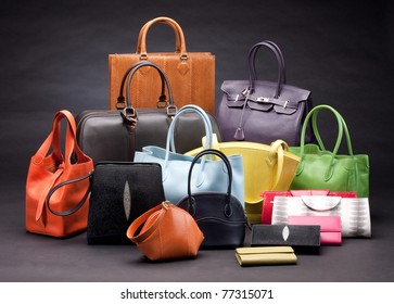 Set of beautiful leather handbags for your choice