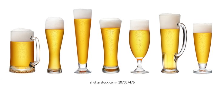 Set Of Beer Glass On A White Background,