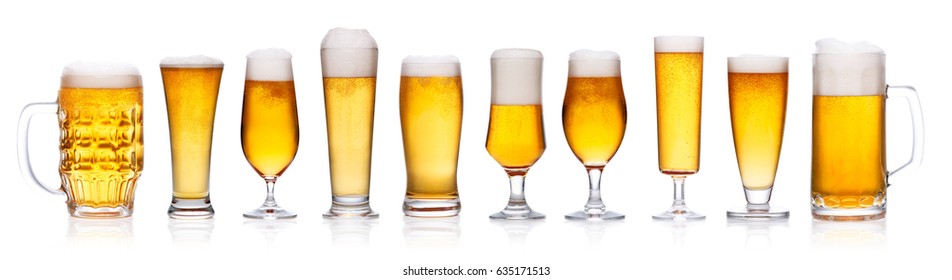 Set of beer glasses isolated on white background - Powered by Shutterstock