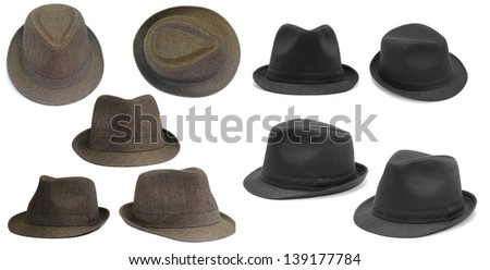 Set of black and brown hats