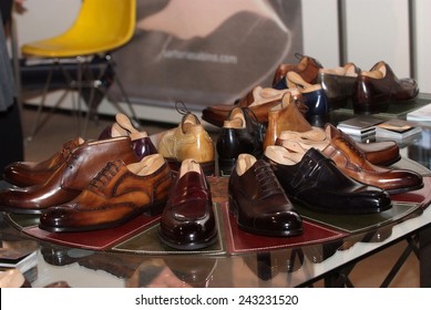 Set Of Black And Brown Mens Luxury Shoes In The Store