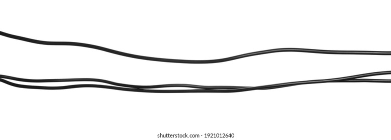Set black cables, wires isolated on white background, with clipping path