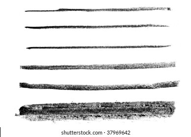 Set of black chalk lines, isolated on white.