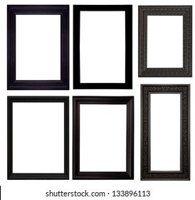 Set of black frames isolated white background.