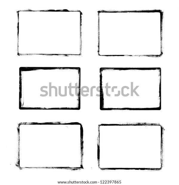Set Black Grunge Frames Isolated On Stock Photo (Edit Now) 122397865