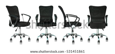 set of black office chair isolated on white background