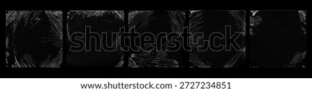 Set of black plastic wrap textures with stretched, wrinkled and torn film surfaces. Abstract dark backgrounds featuring transparent plastic distortions, scratches and folds, ideal for grunge design, overlays, posters, album covers, and modern visual compositions.