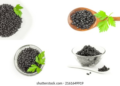 Set Of Black Roe Isolated On A White Cutout