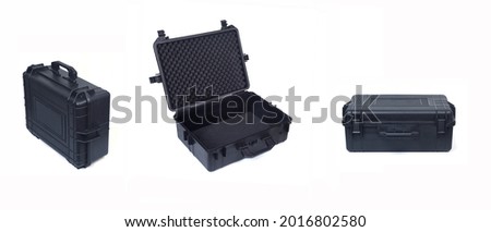 set of black safety briefcase isolated on white background,