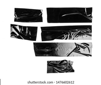 Set of black tapes on white background