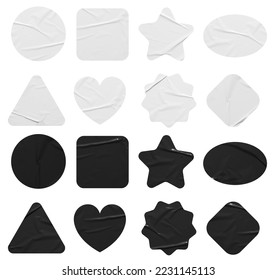 Set of Black and White stickers mock up. Blank tags labels of different shapes, isolated on white background with clipping path - Shutterstock ID 2231145113