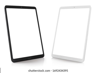 Набор черно-белых планшетных компьютеров, изолированных на белом фоне