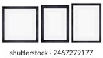 Set of black wood frame or picture frame isolated on white background. Object with clipping path