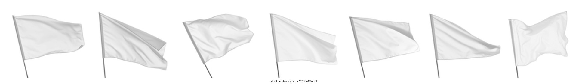 Set with blank flags on white background. Banner design - Shutterstock ID 2208696753