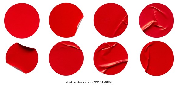 A set of blank red round adhesive paper sticker label isolated on white background. - Shutterstock ID 2210159863