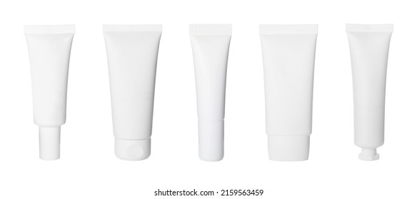 Set with blank tubes of cosmetic products on white background. Mockup for design - Shutterstock ID 2159563459