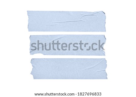 Set of blue blank tape stickers isolated on white background. Mock up template