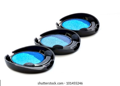 Set Of Blue Eyeshadow Isolated On White