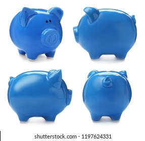 Set Blue Piggy Bank Different Views Stock Photo 1197624331 | Shutterstock