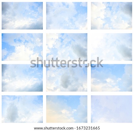 set blue sky and white clouds for background