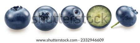 Set of blueberries isolated. Full sharpness for each blueberry. File.contains clipping paths.