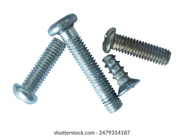 set of bolt and nut isolated