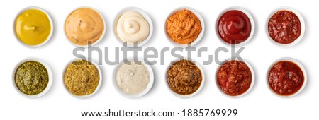 set of bowl with sauce isolated on white background Stockfoto © 
