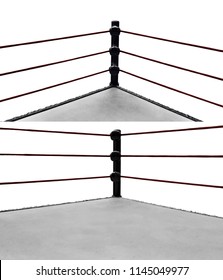 Set Of Boxing Ring Isolated On White Background