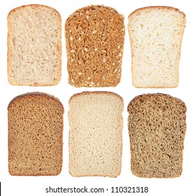 Set Bread Slice On A White Background.