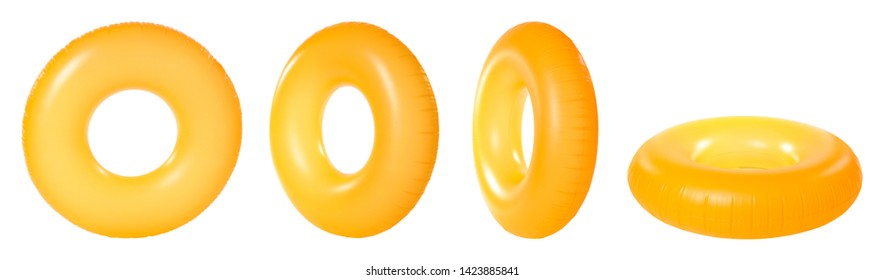 Set of bright inflatable rings on white background - Shutterstock ID 1423885841