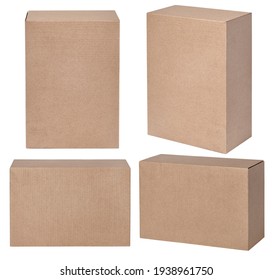 Set Of Brown Carton Box Mockup Isolated