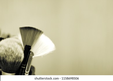 Set Of Brushes In Different Sizes For Makeup. No People. Copy Space