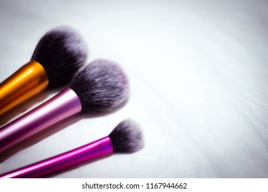 Set Of Brushes In Different Sizes For Makeup. No People. Copy Space