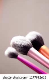 Set Of Brushes In Different Sizes For Makeup. No People. Copy Space