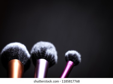 Set Of Brushes In Different Sizes For Makeup. No People. Copy Space