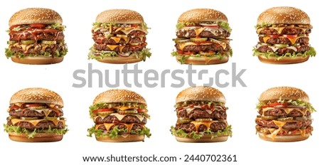 Set Of Burgers With Transparent Background, Junk Food and Fast Food Restaurants