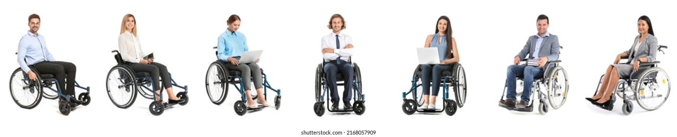 Set of business people in wheelchair isolated on white  - Powered by Shutterstock