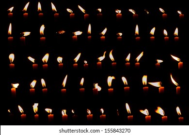 Set Of Candle Light Isolated On Black Background