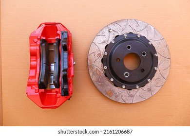 A Set Of Car Disc Brake And Its Caliper 