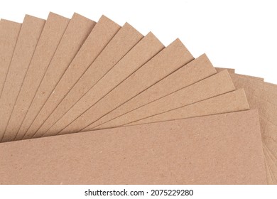 Set Of Cardboard Layer Pads, Sheets Of Recycled Paperboard Isolated On White. Environmentally Friendly Paper Packaging. Packaging For Safe Transportation