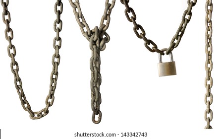Set of chains isolated over white background