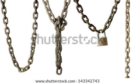 Set of chains isolated over white background