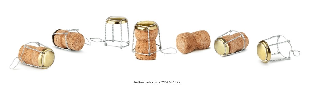 Set champagne cork isolated on a white background