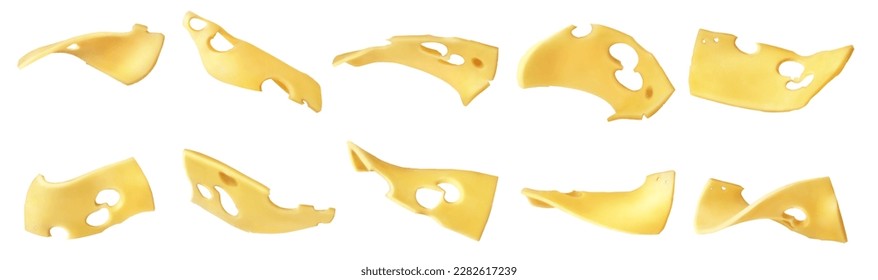 Set of cheese slices isolated on a white background - Shutterstock ID 2282617239