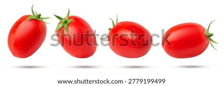 Set of cherry tomatoes isolated on white background.