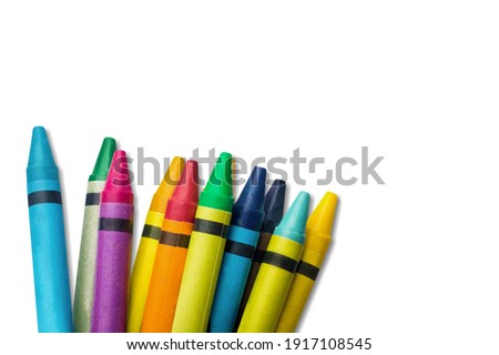 Set of children's multi-colored crayons for drawing