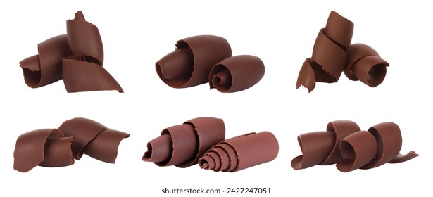 Set of Chocolate Curls and shavings, isolated on a white background - Powered by Shutterstock