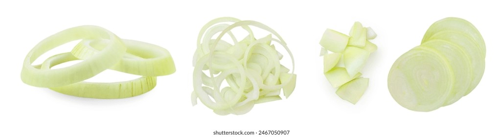 Set of Chopped onion rings isolated on a white background. Onion slices top view. Flat lay. Collection
 - Powered by Shutterstock