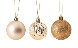 Set Of Christmas Ball Decoration Isolated On White Background With Clipping Path.